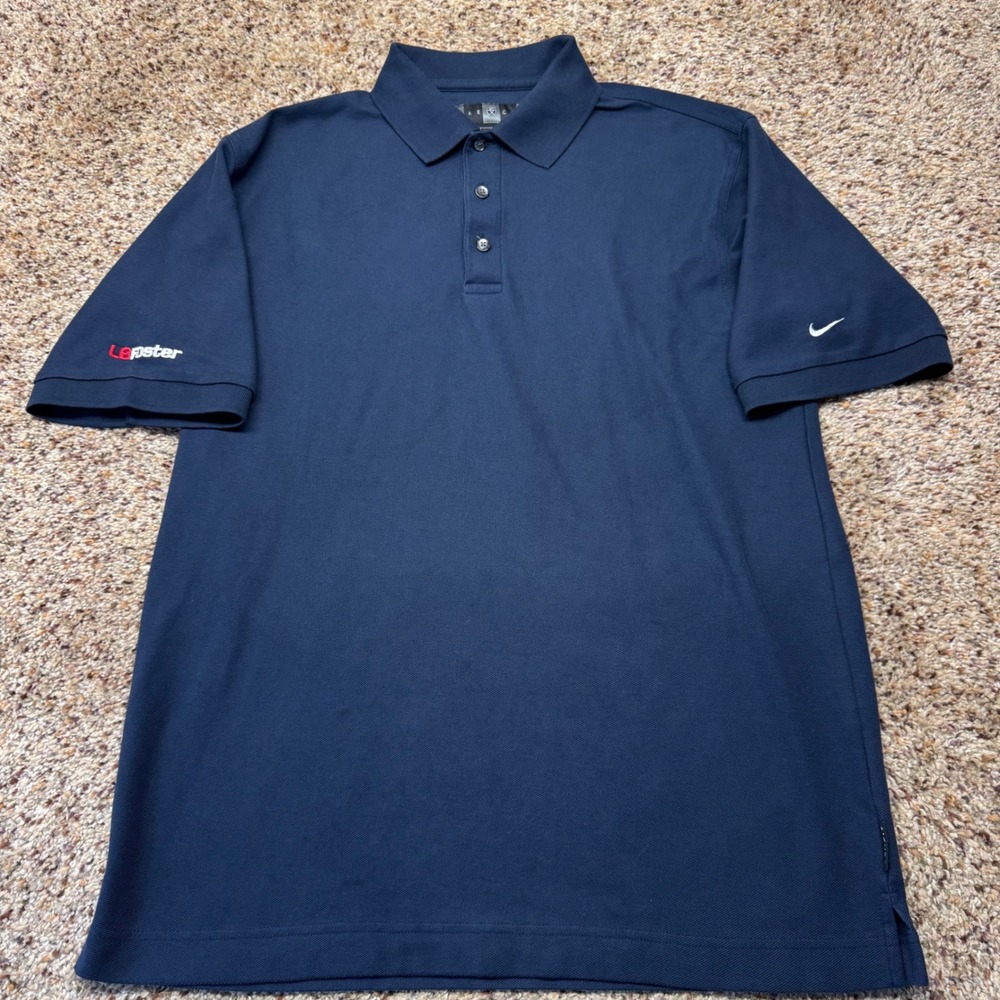 Nike Golf Mens Dri-FIT‎ Polo Shirt Navy Blue L.B. Foster Logo Size M